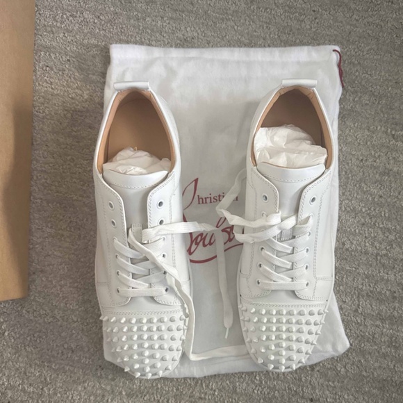 “Authentic Christian Louboutin Louis Junior Spikes Sneakers - Size 45.5 - White” - Picture 3 of 5